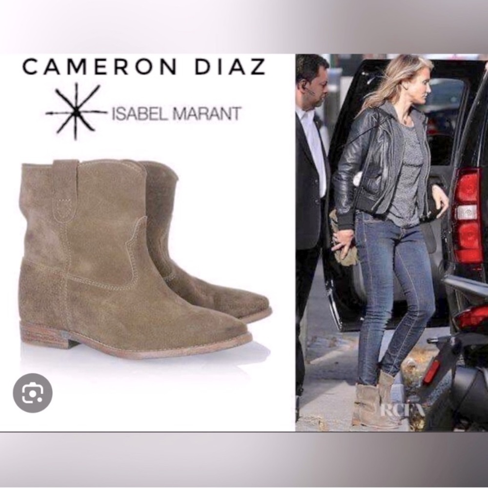 Isabel Marant Crisi Suede Boots Gray Taupe Color Size US 7